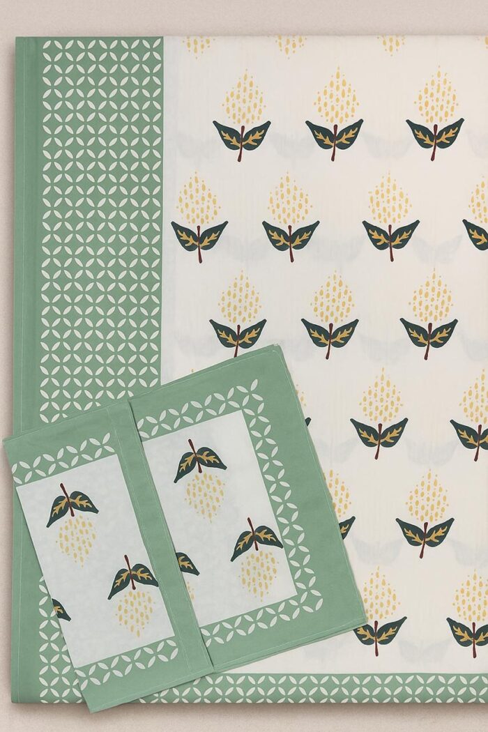 RAYA Elegance Cotton Bedsheet Set – Botanical Border Edition - Image 3