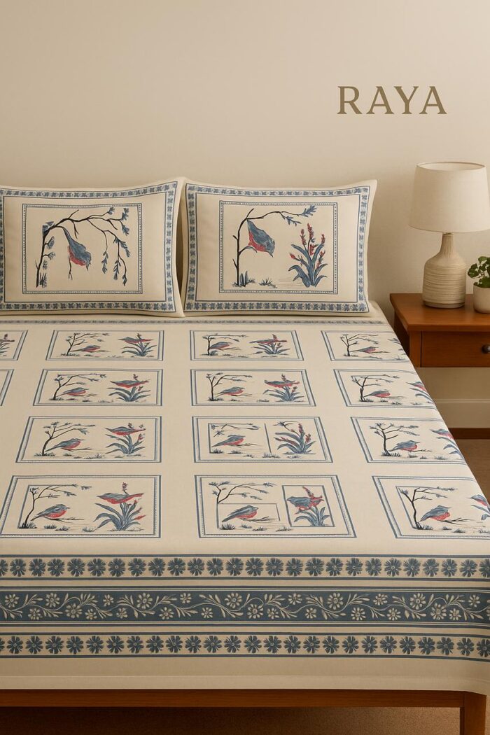 RAYA Elegance Cotton Bedsheet Set – Blossom Drop Edition - Image 1
