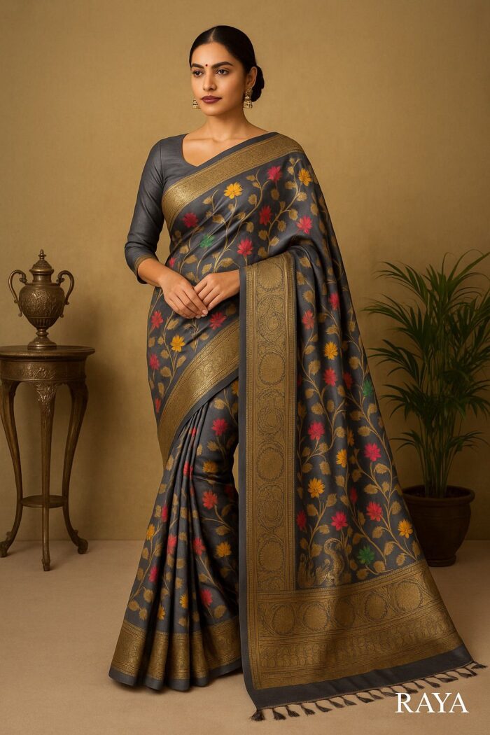 RAYA Elegance Banarasi Silk Saree Set – Padmakshi Edition - Image 1