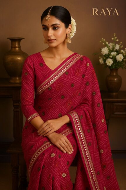 RAYA Elegance Bandhani Saree - Rajvanshi Edition