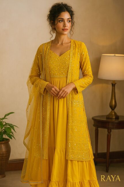 RAYA Elegance  Silken Anarkali – Noor Gulab Edition