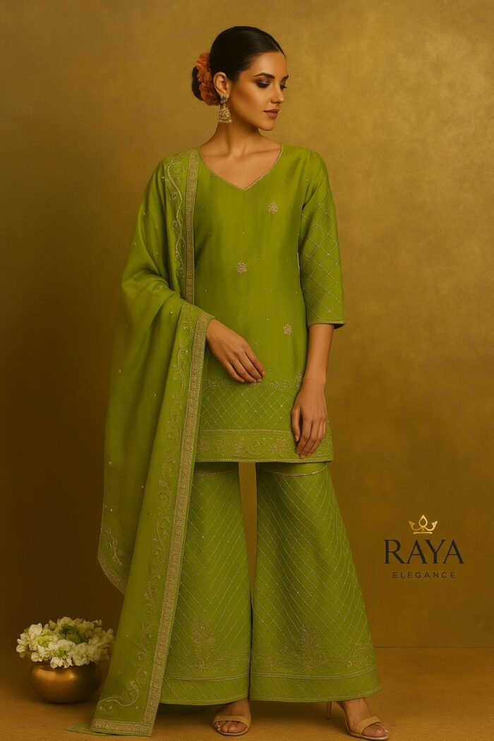RAYA Elegance Crepe Sharara Suit - Maherbano Edition - Image 3